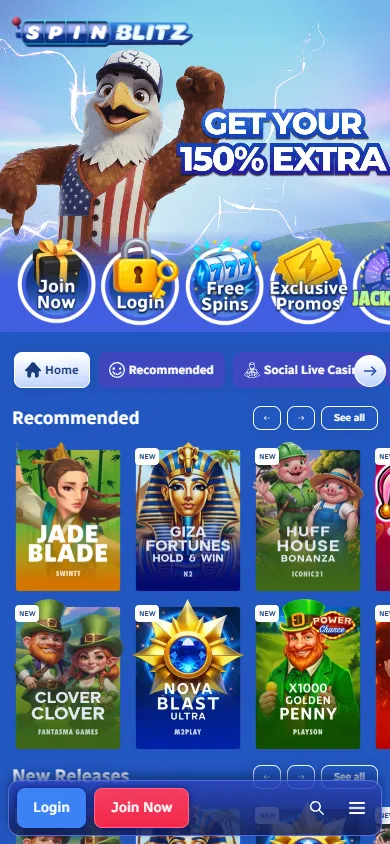 SpinBlitz mobile experience on a smartphone