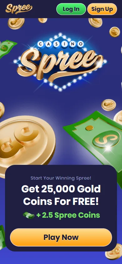 Spree mobile interface showing the responsive casino on a smartphone